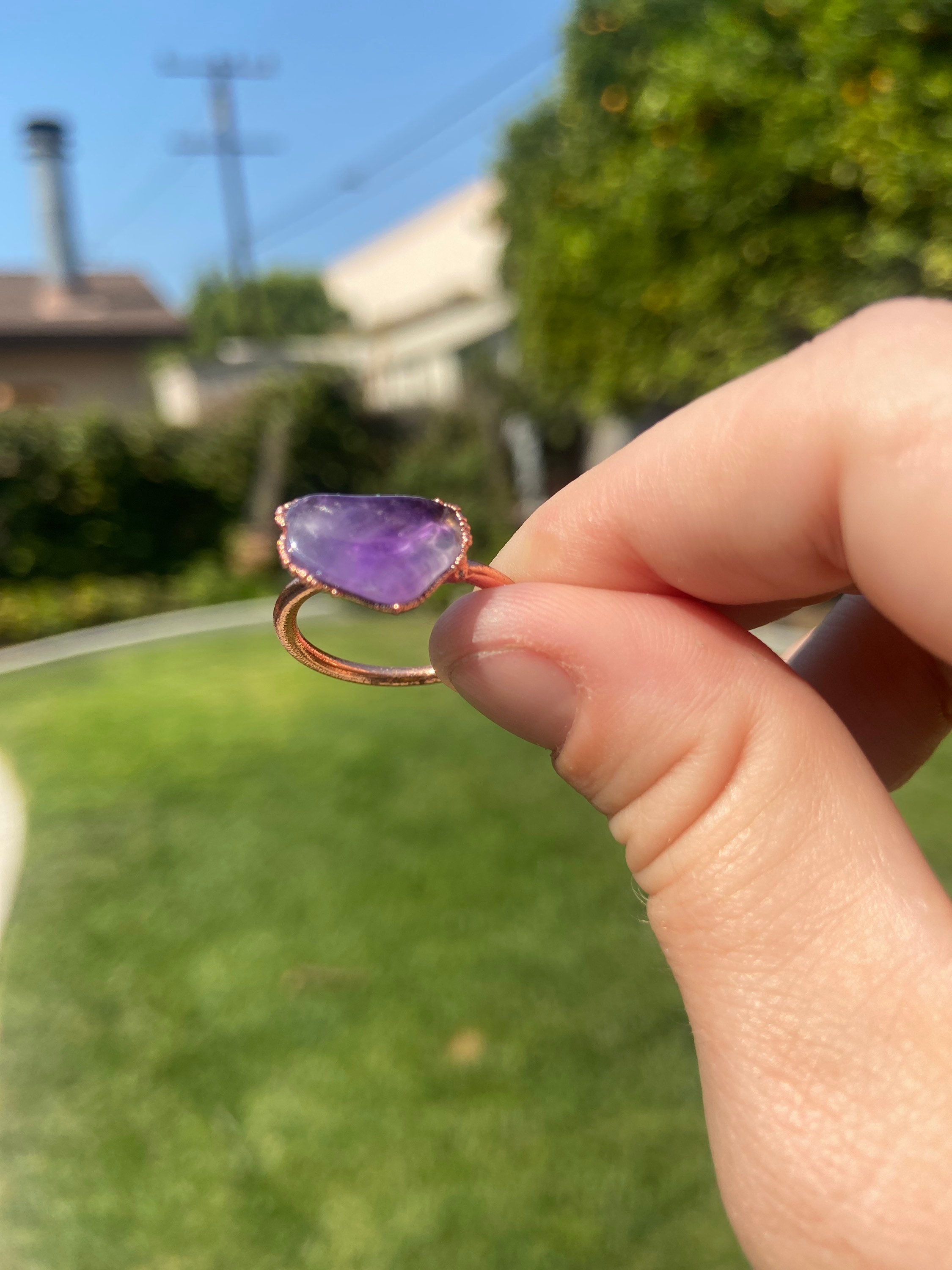 Rose Gold Filled Raw Ring Amethyst SIZE 12 