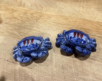 Blue Crab salt & pepper shakers Handmade Vintage 1990’s