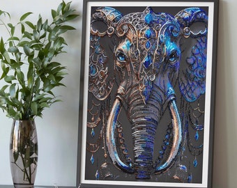 Elephant Embroidery - Elephant Beaded Kit, Bead Elephant