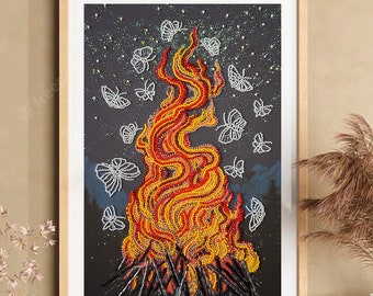 Bead Embroidery Kit - Bonfire Embroidery, Beaded Bonfire Kit