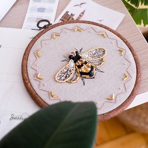 Bead Embroidery Kit - Bee, DIY Craft Kit, Honey Dream