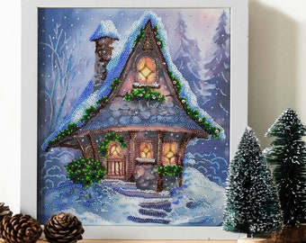 DIY christmas house kit, fairy house, winter house