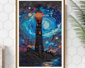 Bead Embroidery Kit - Lighthouse Embroidery, Bead Lighthouse