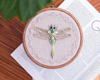 Beaded dragonfly, bug art, bead embroidery kit