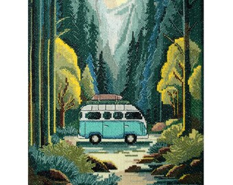 Cross Stitch Kit, Embroidery Landscape, Forest Wall Art