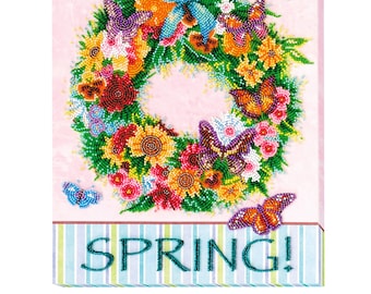 Spring Wreath Embroidery - Bead Kit, Bead Flower