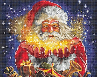 Santa Claus and New Year's gifts, DIY Cross-Stitch Kit, modern embroidery