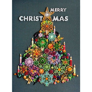 Christmas Tree Embroidery Kit: Elegant holiday-themed needlework craft