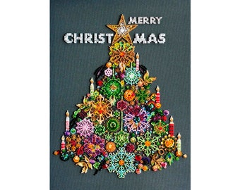 Christmas Tree Embroidery Kit - Beadwork Needlepoint DIY Gift