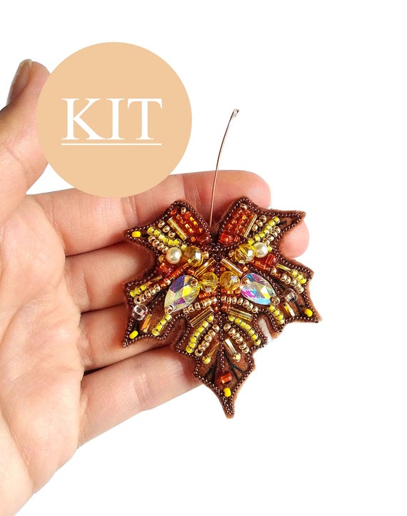 DIY Bead Embroidery Bead Embroidery Kit Beaded Brooch Etsy
