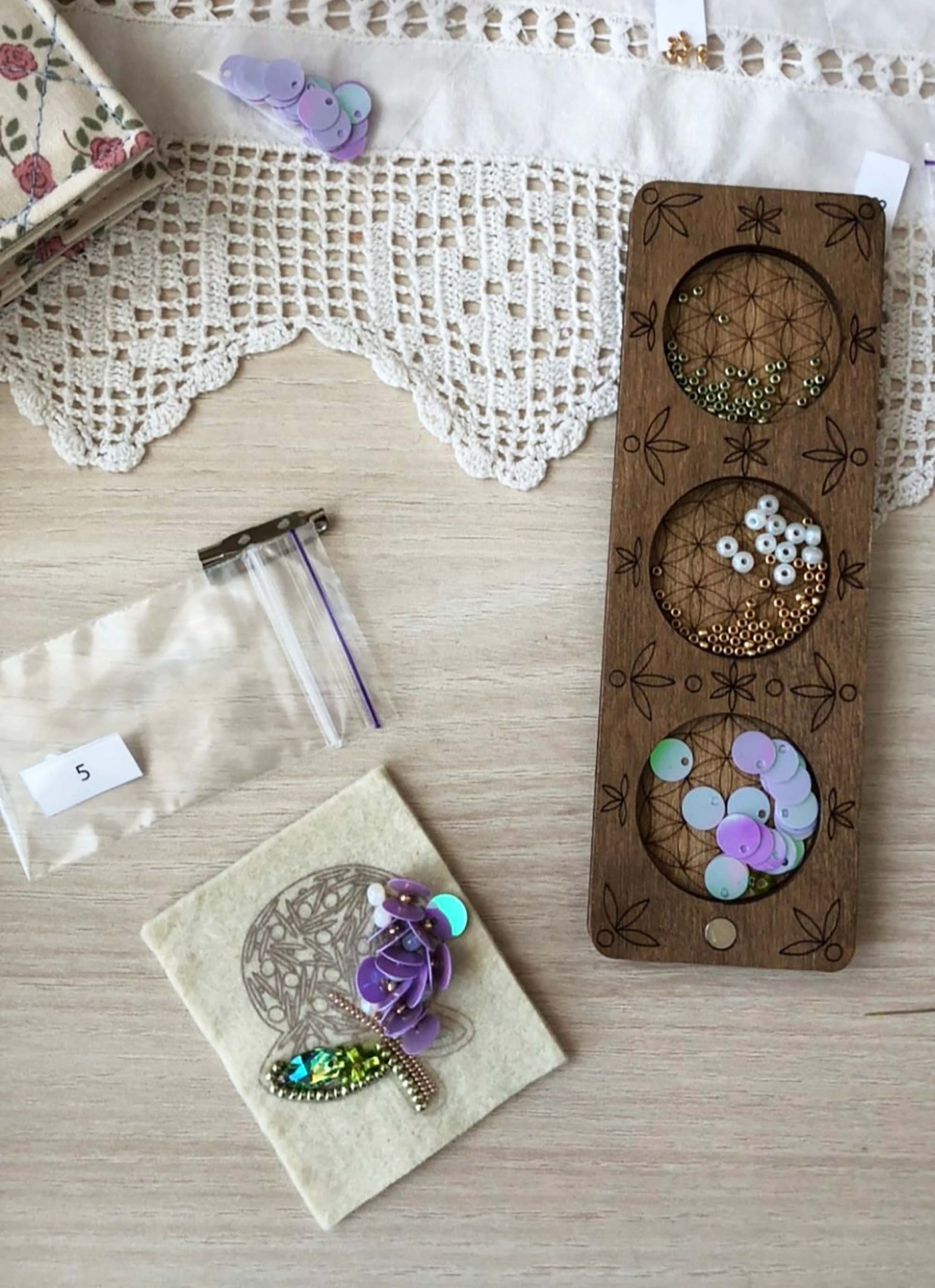 DIY brooch kit pin making kit beaded hydrangea brooch lot Etsy