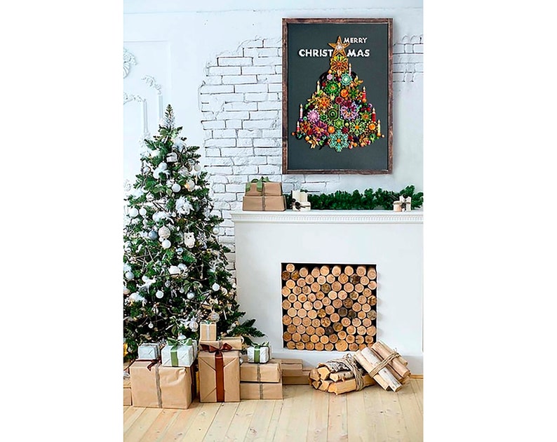 Christmas Tree Embroidery Kit Beadwork Needlepoint DIY Gift image 8