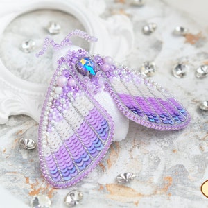 Beaded brooch Moth - beaded butterfly, jewelry beading kit