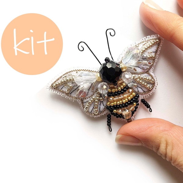 Bee brooch, insect brooch, diy jewelry kit