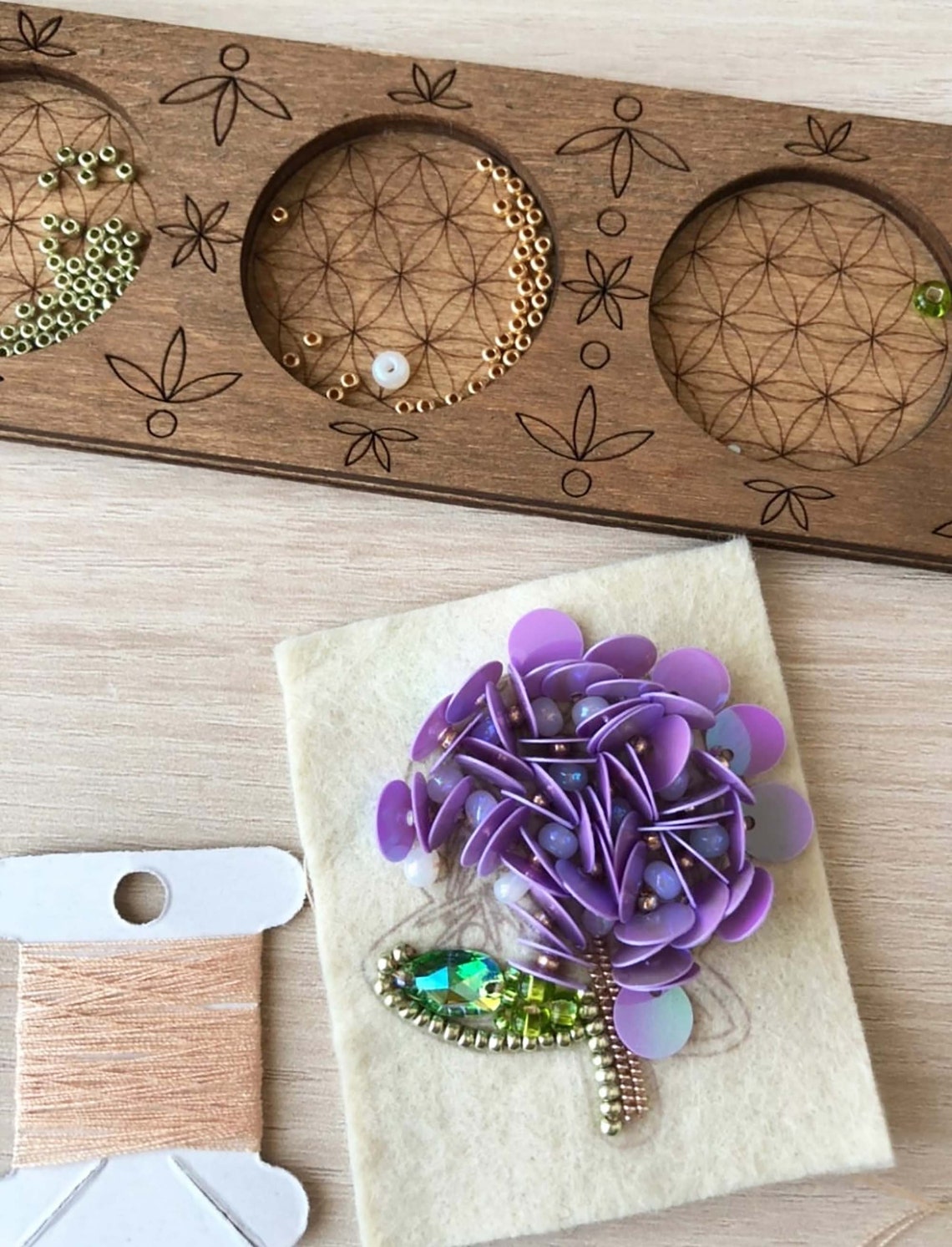 DIY brooch kit pin making kit beaded hydrangea brooch lot Etsy