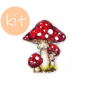 Amanita mushroom embroidery, trendy embroidery, mushroom pattern
