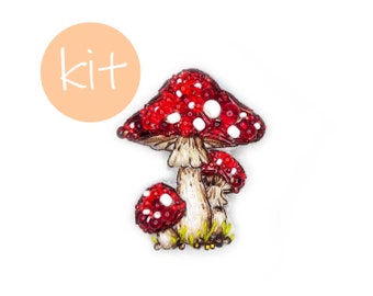 Amanita mushroom embroidery, trendy embroidery, mushroom pattern