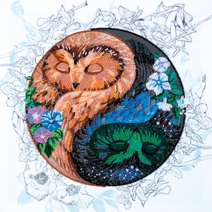 Bead Embroidery Kit - Owl Embroidery, Beaded Owl Kit