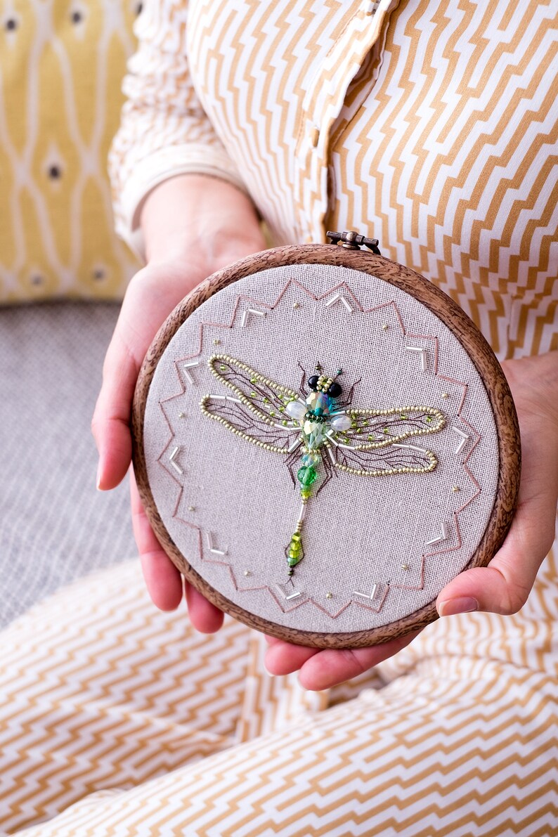 Diy Hoop Art Dragonfly Wall Art Embroidered Hoop Art Etsy