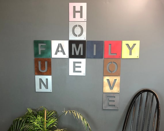 7" Rustic Metal Alphabet Letters Tiles Personalised Wall Art Words Sign Scrabble A-Z