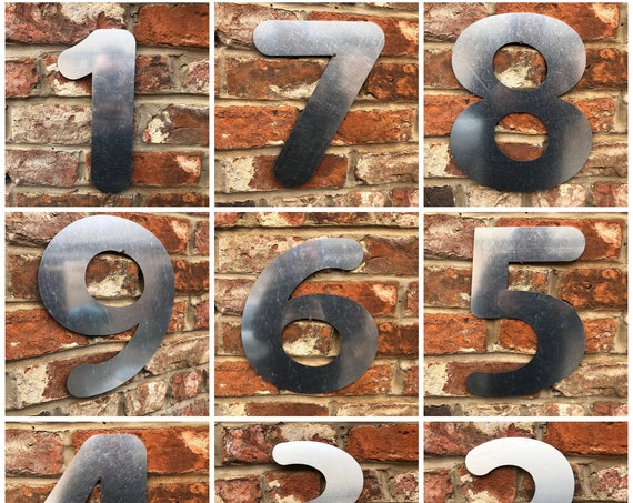 BIG GALVANIZED METAL House Shop Door Wall Numbers Sign Vintage Rustic Industrail boho scandi