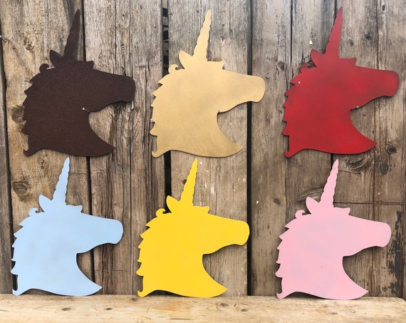 Rustic Colourful Metal UNICORN Ornament Sign plaque decoration bedroom elf fairy