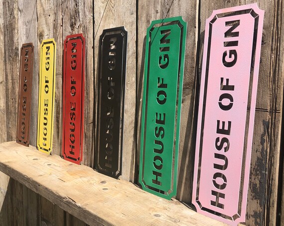 Rustic colourful HOUSE OF GIN Word Sign Metal Shop Home Rustic Pub Cafe Bar Cocktails Drinks Mancave
