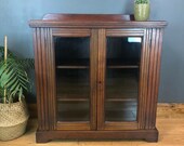 Antique Mahogany Rustic Sideboard Vintage Cupboard Glazed Cabinet Bookcase