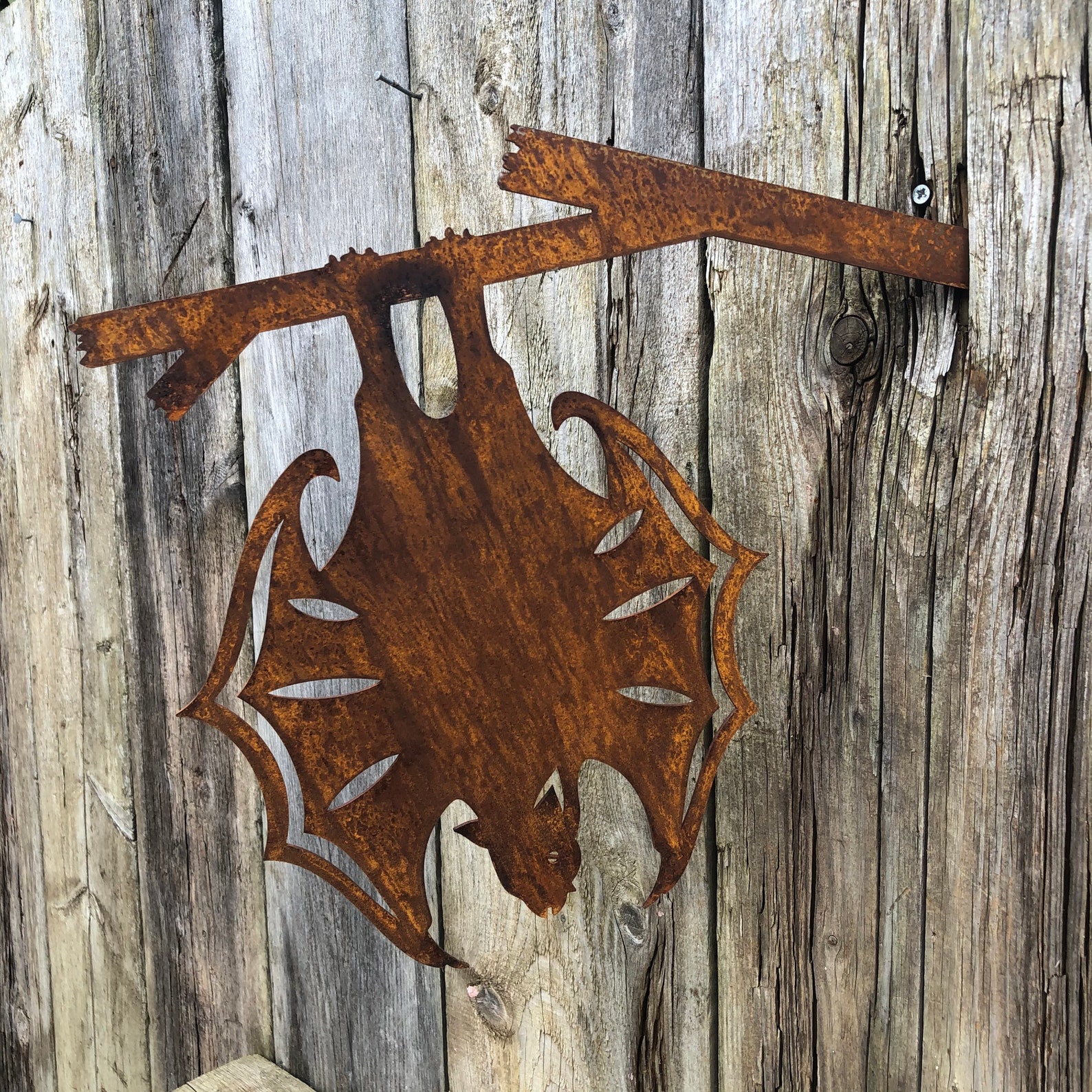 Rusty Metal HANGING BAT Garden Silhouette Halloween Etsy UK