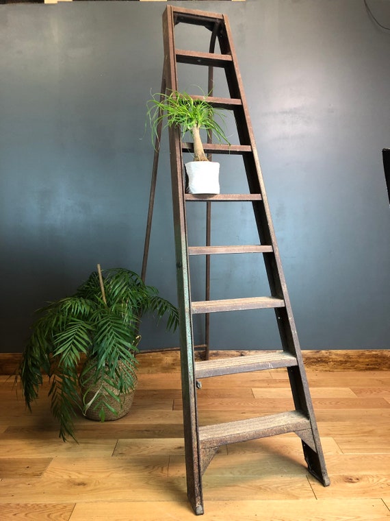 Large Tall Metal Industrial Ladder House Decor Shop Display Vintage Rustic