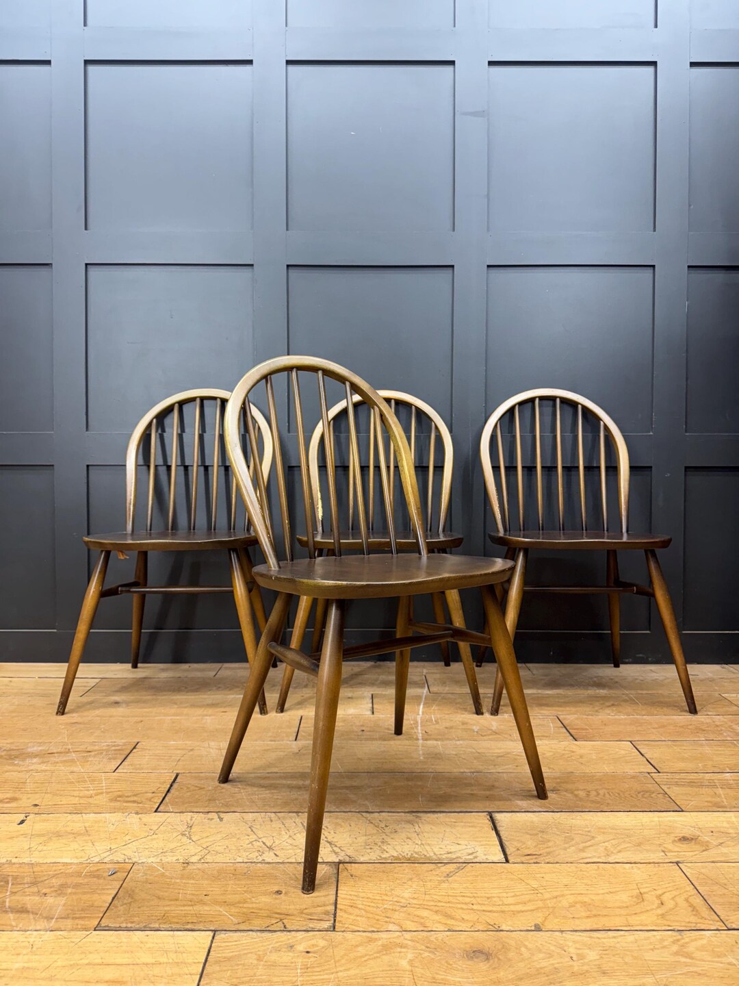 Set of 4 ERCOL Dining Chairs /elm Kitchen Chairs /mid Century Retro