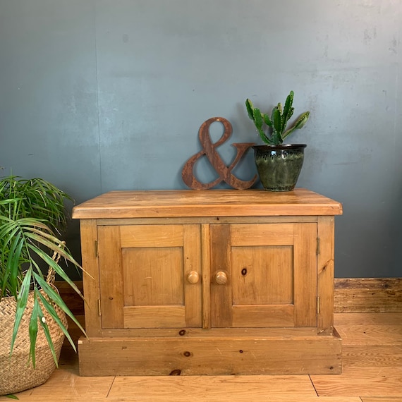 Boho Cupboard Room Rustic Vintage Chunky Pine Storage Tv Stand Shabby Chic