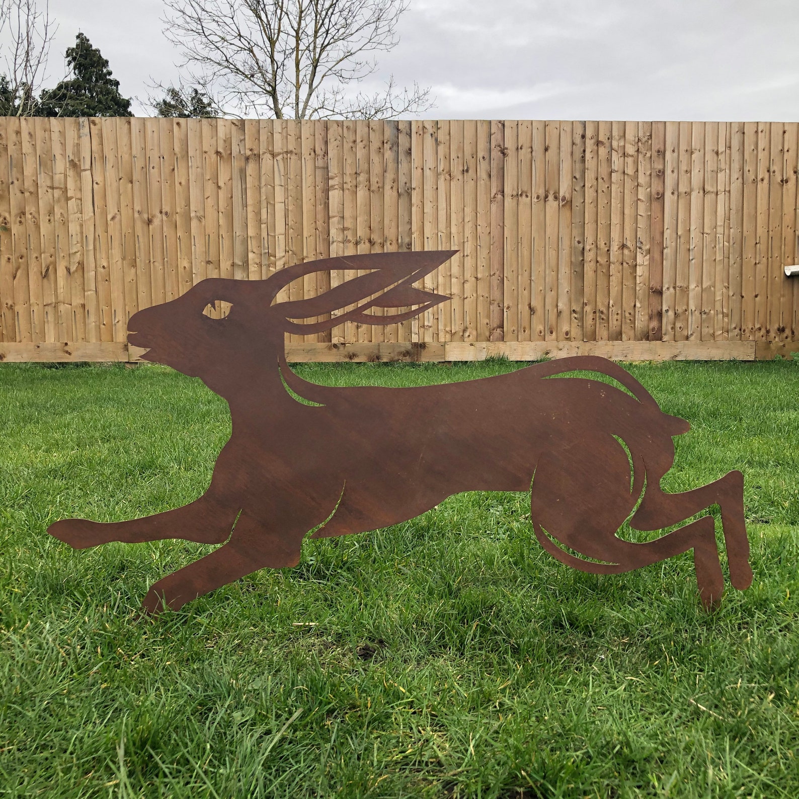 Garden Ornament Rusty Metal Running LEAPING HARE Garden Etsy UK
