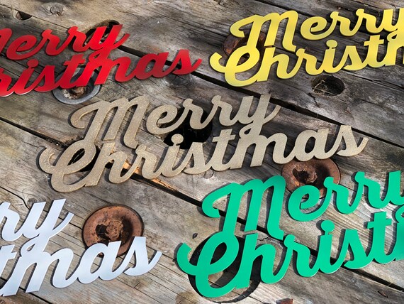 Rustic MERRY CHRISTMAS Sign Metal Home decoration Ornament Winter Snow Fairy Elf