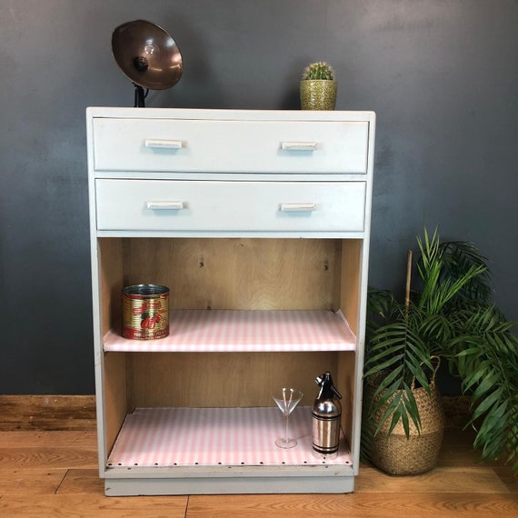 Vintage Tallboy Cupboard Shelves Shabby Chic Drawers Painted Rustic Bathroom