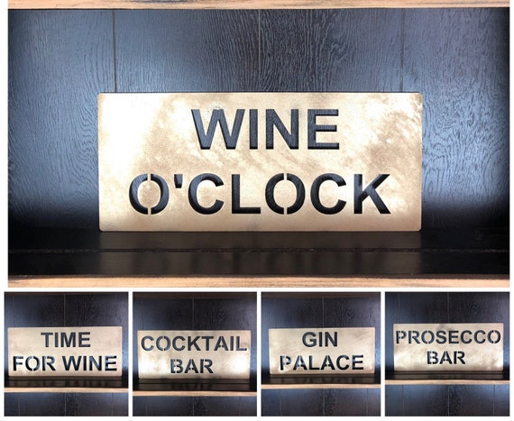 Trendy Gold Plaques Word Signs Metal Shop Home Rustic Bar Cocktails Drinks Rum Gin Wine