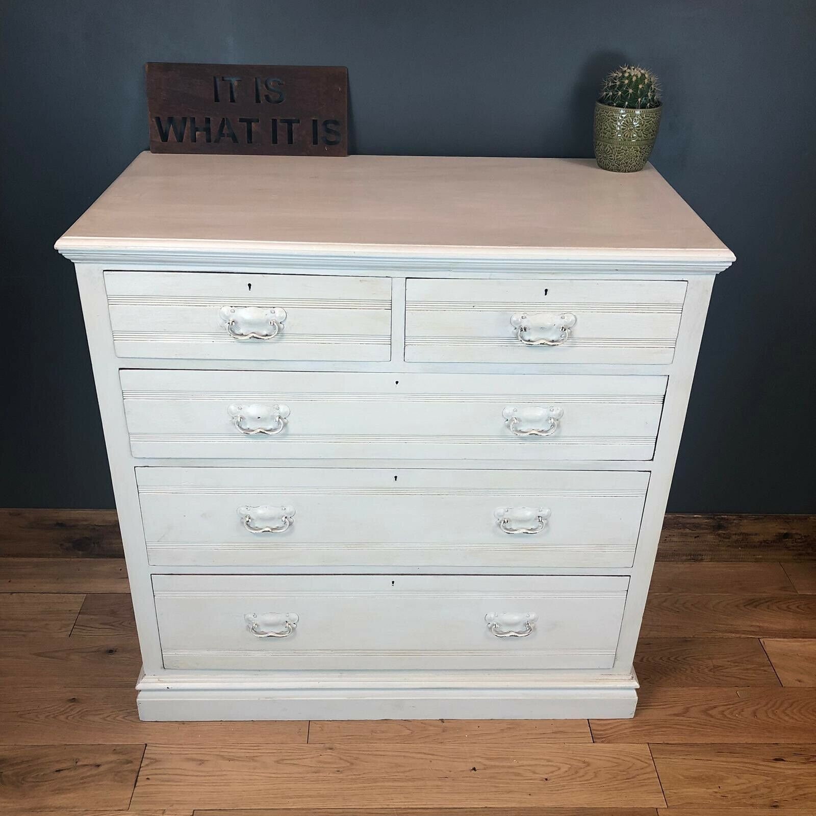 Vintage Antique Chest Of Drawers Unit Oak Mahogany Sideboard