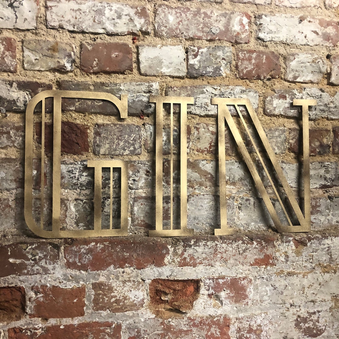 Gold ART DECO GIN Sign Rusty Metal Letters Home Bar Sign Etsy UK