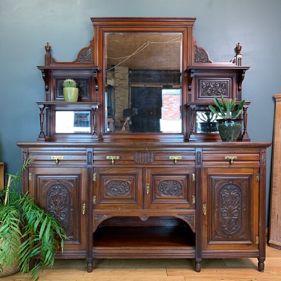 Antique Sideboard Buffet Server Chiffonier Mahogany Cabinet Cupboard Drawers