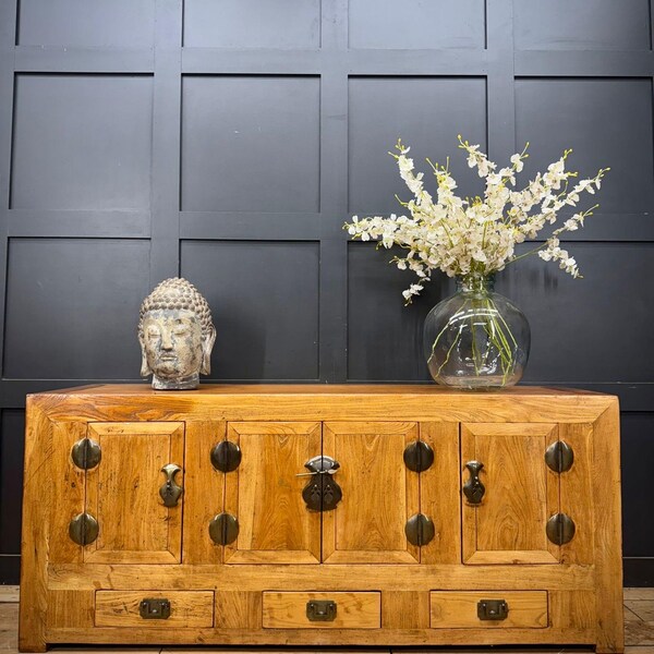 Large Chinese Elm Sideboard Cupboard Console TV Stand