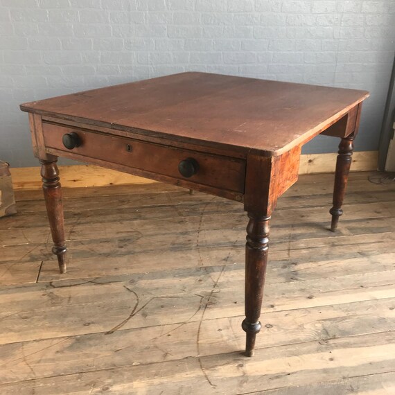 Antique mahogany Dining Kitchen table Victorian Kneehole Desk Rustic