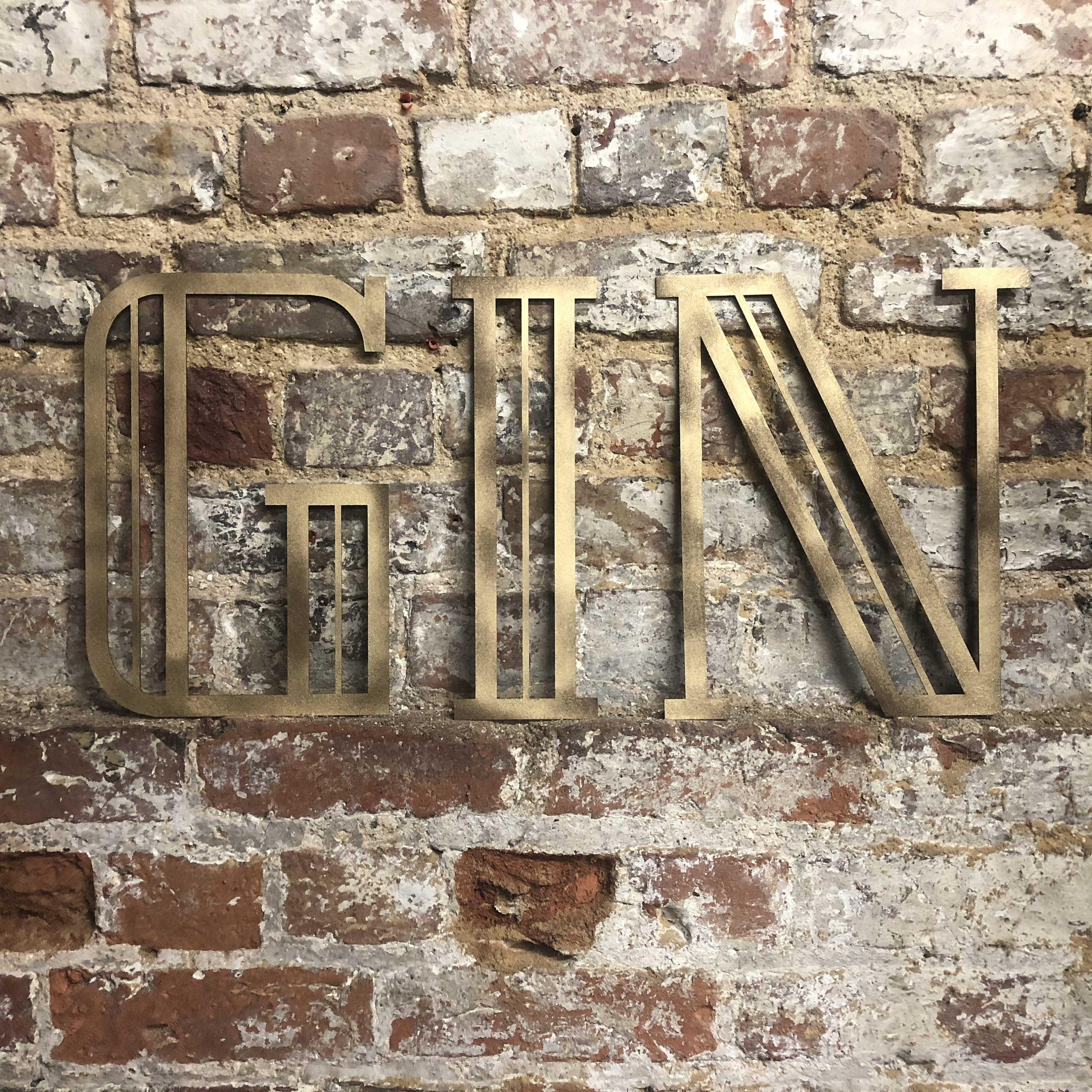 Gold Art Deco GIN Bar Sign Rustic Metal Letters Home Bar Etsy