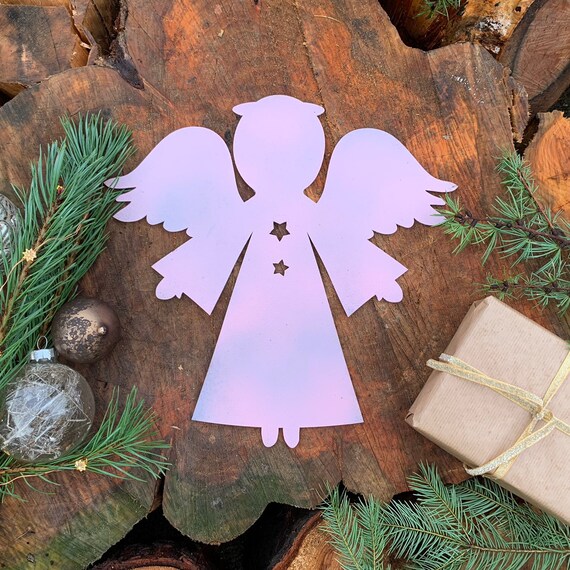 Distressed PINK ANGEL Sign Metal Rustic Nordic Christmas decoration Ornament