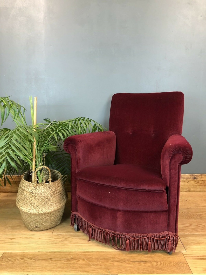 Retro Vintage Small Bedroom Armchair Chair Upholstered Seating Mid Century