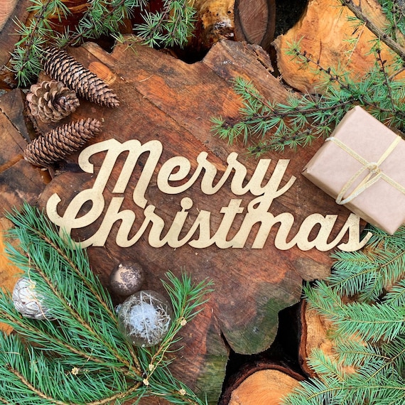 Rustic Gold MERRY CHRISTMAS Lettering Word Plaque Sign Metal Nordic decoration