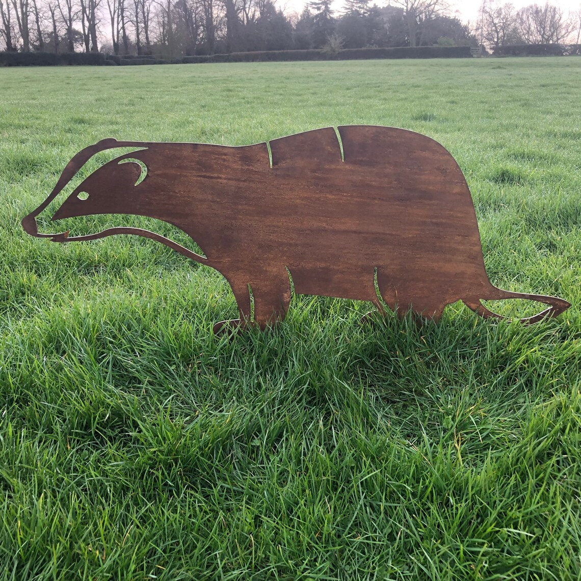 RUSTY METAL Garden Ornament BADGER Garden Statue Animal Etsy UK