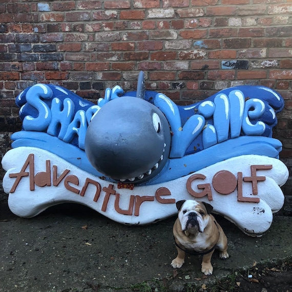 Vintage Golf Display Advertising Sign Bespoke Pub Mancave Signage Shark