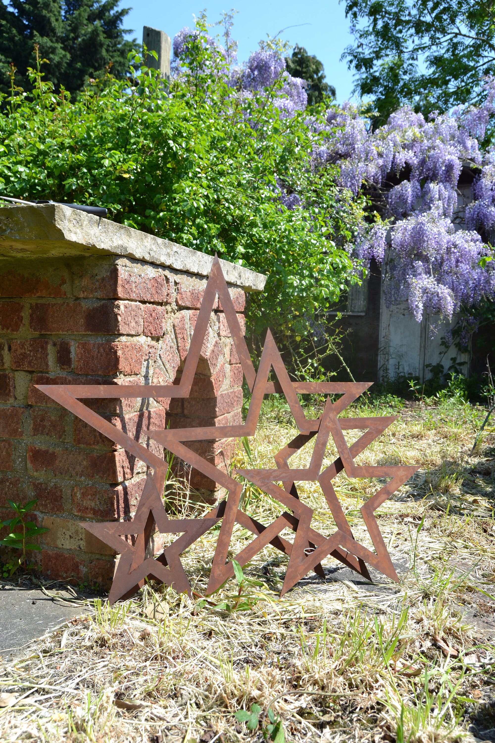 Lot de 4 étoiles en métal rouillé pour la maison ou le jardin, ornements et  décorations de jardin rouillés, tous fabriqués au Royaume-Uni, livraison  rapide. -  France