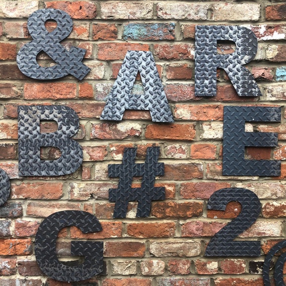12" INDUSTRIAL RUSTIC letters metal rustic numbers symbols shop sign lettering