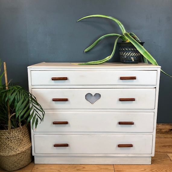 Vintage Chest Of Drawers Shabby Chic Sideboard Cabinet Painted Bedroom Storage